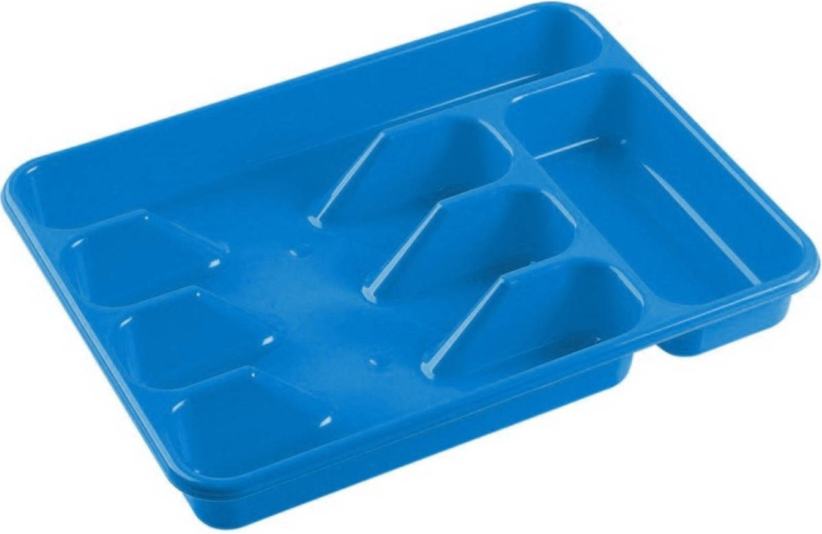 Hega Hogar Bestekbak/bestekhouders 5-vaks Blauw 34 X 26 X 5 Cm - Bestekbakken