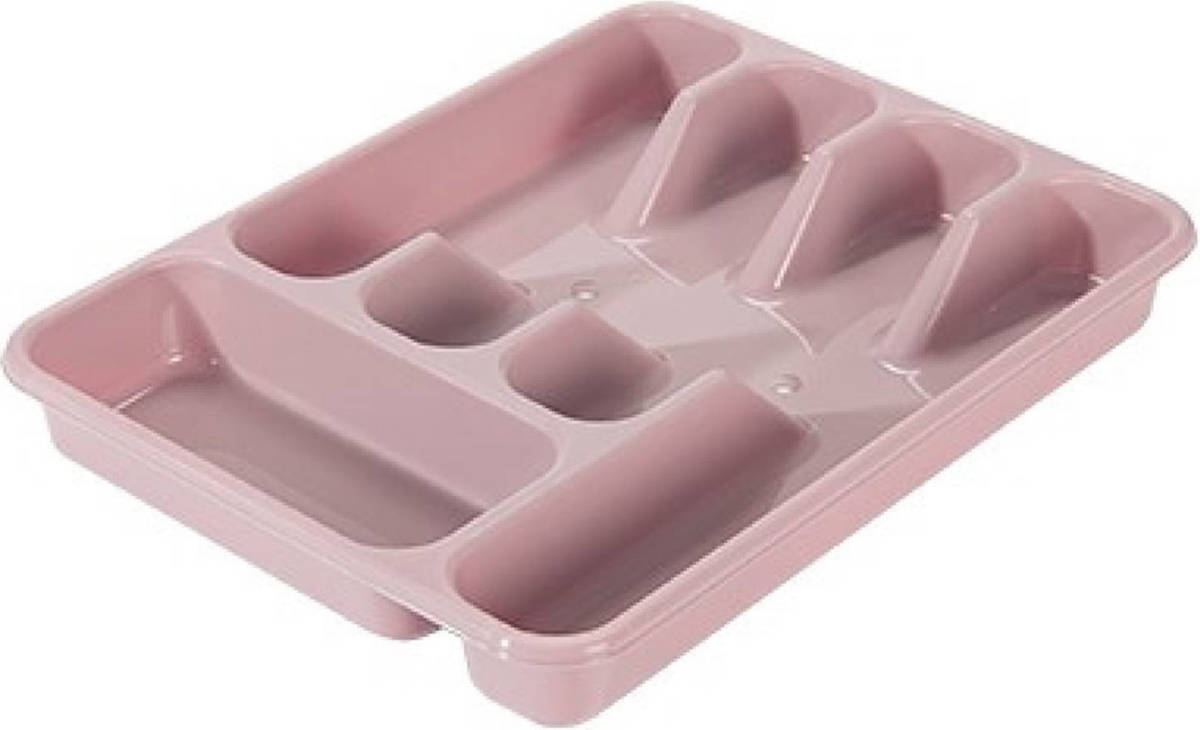 Hega Hogar Bestekbak/bestekhouders 5-vaks Oud Roze 34 X 26 X 5 Cm - Bestekbakken