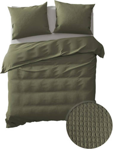 Yellow Dekbedovertrek Katoen Cialda - Army Green 140x200/220cm
