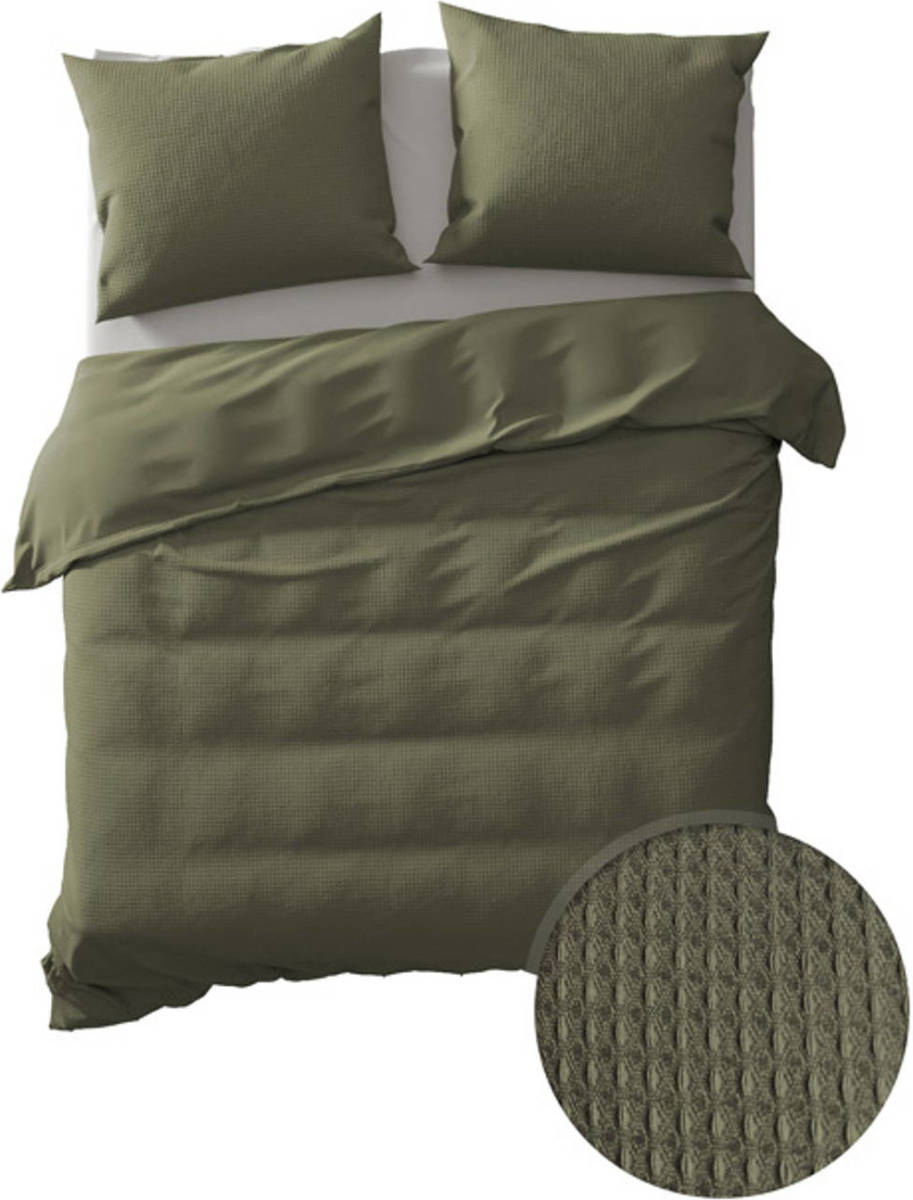 Yellow Dekbedovertrek Katoen Cialda - Army Green 140x200/220cm