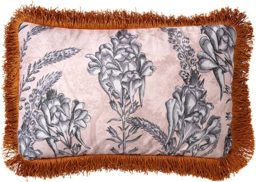 Dutch Decor Moti - Sierkussen Met Bloemenpatroon 30x50 Cm Pumice Stone