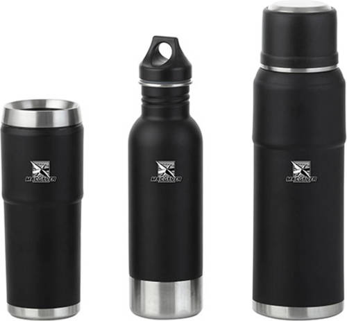 MacGyver Thermos3-deligeSet2Ltr-RvsThermoskan1Ltr-Reisbeker0,55Ltr-Bidon0,45Ltr
