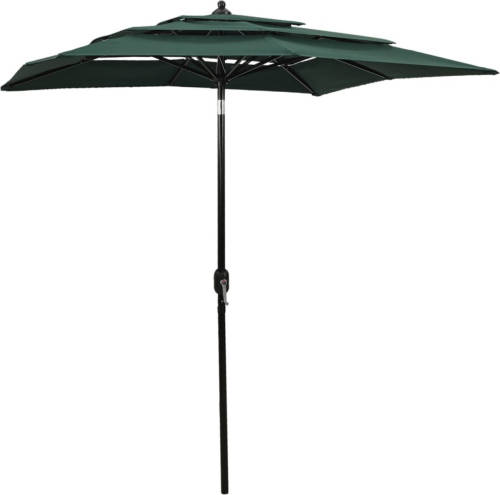 VidaXL Parasol 3-laags Met Aluminium Paal 2x2 M Groen