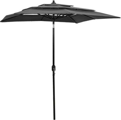 VidaXL Parasol 3-laags Met Aluminium Paal 2x2 M Antracietkleurig