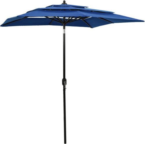 VidaXL Parasol 3-laags Met Aluminium Paal 2x2 M Azuurblauw