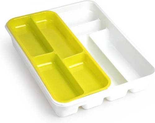 Forte Plastics Witte Bestekbak Inzetbak Met Lime Groen Oplegbakje Kunststof L40 X B30 Cm - Bestekbakken