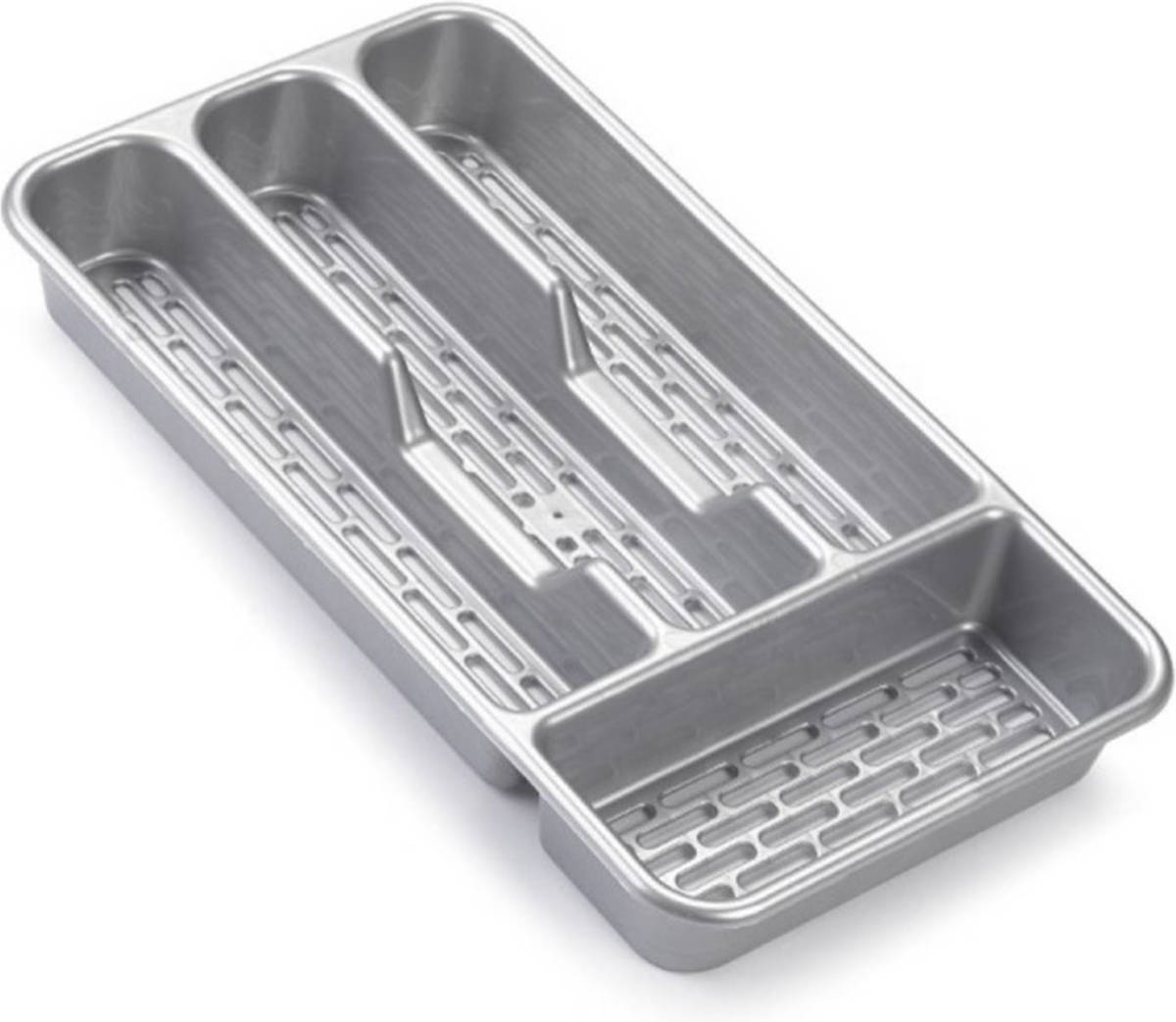 Forte Plastics Bestekbak/bestekhouders 4-vaks Kunststof Grijs L33 X B18 X H4 Cm - Bestekbakken