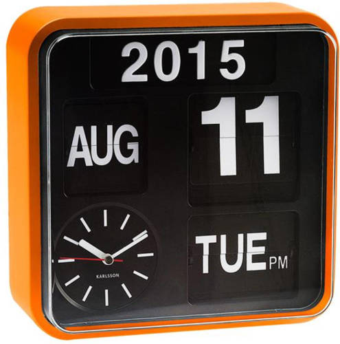 Karlsson - Wall Clock Mini Flip Orange Casing, Black Dial