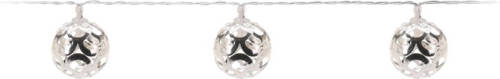 Bellatio Decorations Zilveren Kerstverlichting Led Verlichte Kerstballen 130 Cm - Lichtsnoeren