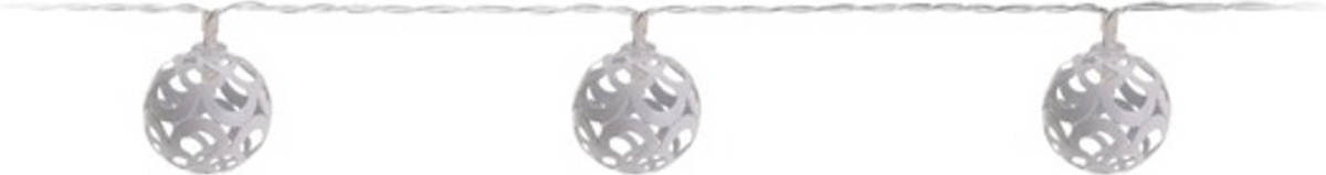 Bellatio Decorations Witte Kerstverlichting Led Ballen Aan Snoer 17 Cm - Lichtsnoeren
