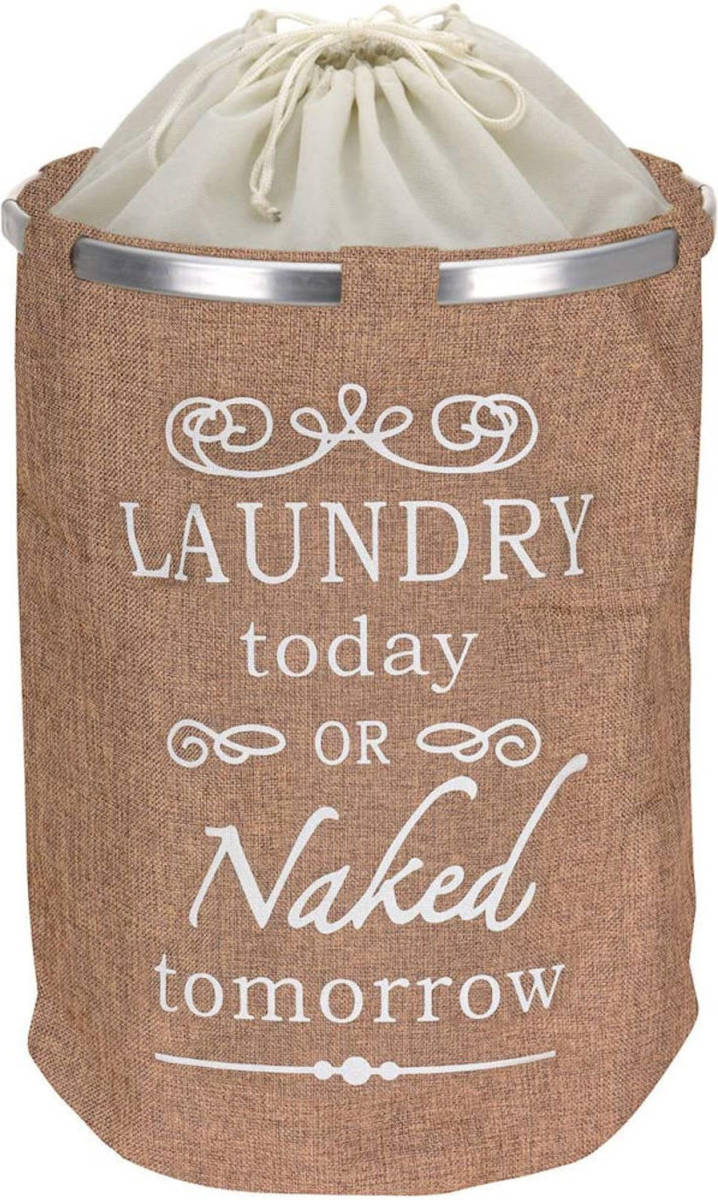 Decopatent Ronde Wasmand Met Tekst Laundry Today Or Naked Tomorrow Voor Al Uw