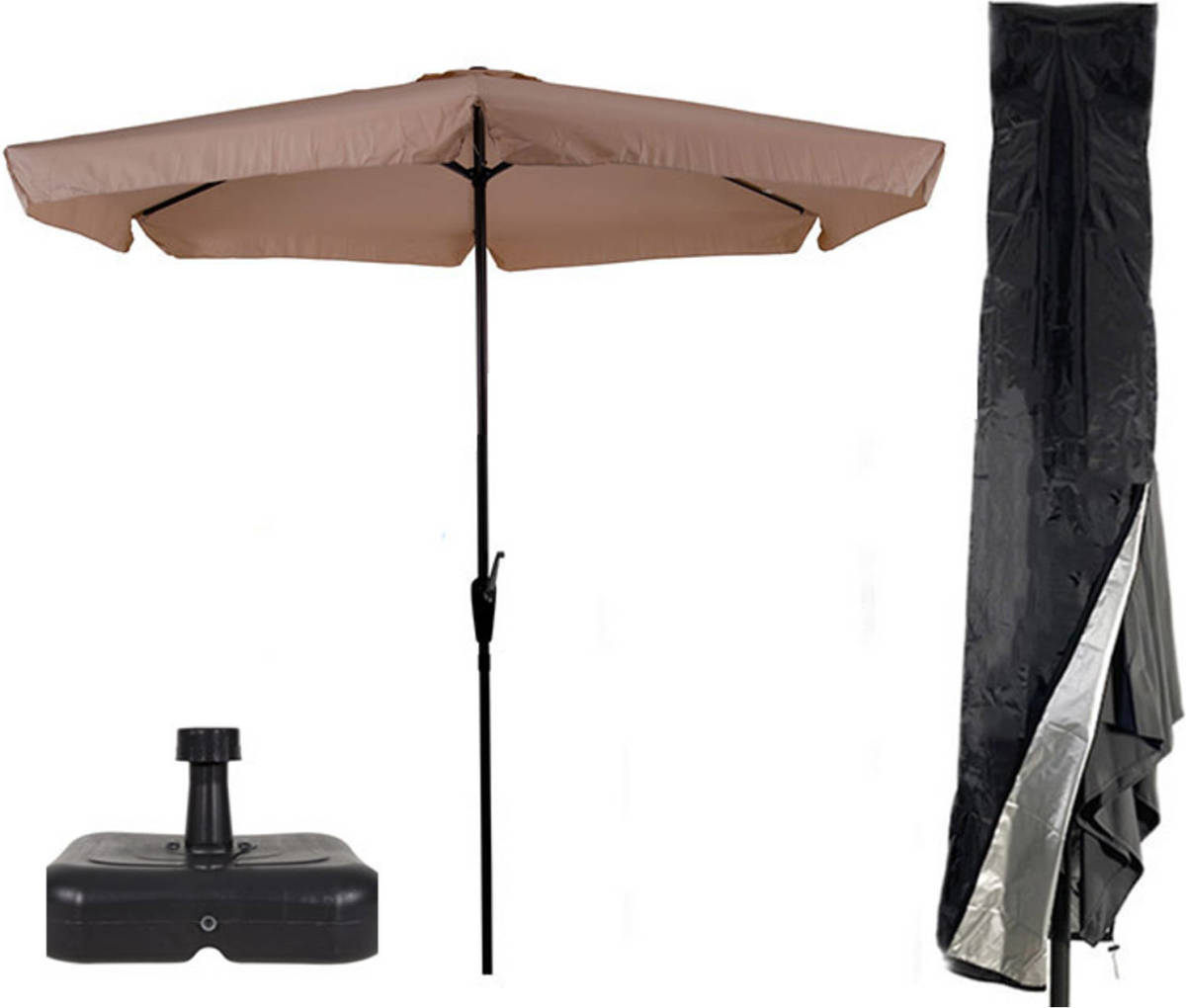 Parasol + Parasolvoet + Parasolhoes ( Ecru - Vulbare Parasolvoet - CUHOC Parasolhoes ) Super Combideal