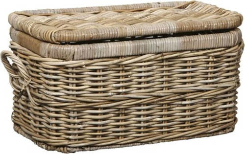 Van der Leeden Opbergmand Rotan Met Deksel - S - Grijs