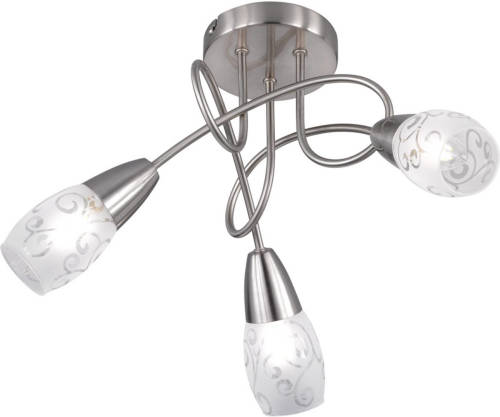 BES LED Led Plafondlamp - Plafondverlichting - Trion Kalora - E14 Fitting - Rond - Mat Nikkel - Aluminium