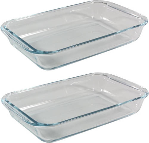 Pyrex 2x Stuks Rechthoekige Glazen Ovenschalen 1,6 Liter 29 X 17,5 X 5 Cm - Ovenschalen