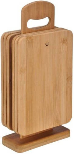 Haushalt Bamboe Snijplanken Set - 6-delig - Met Standaard - Hout