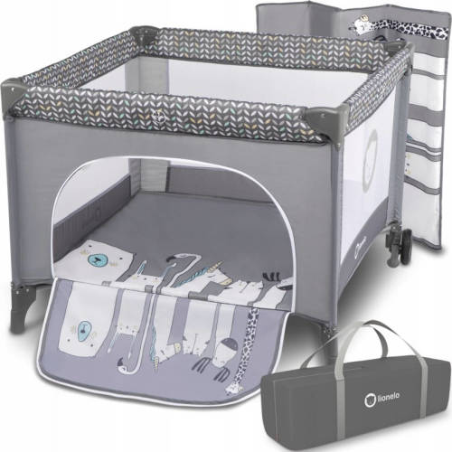 Lionelo Sofie - 2 In 1 Kinder Reis Box - Speelbed - Grijs