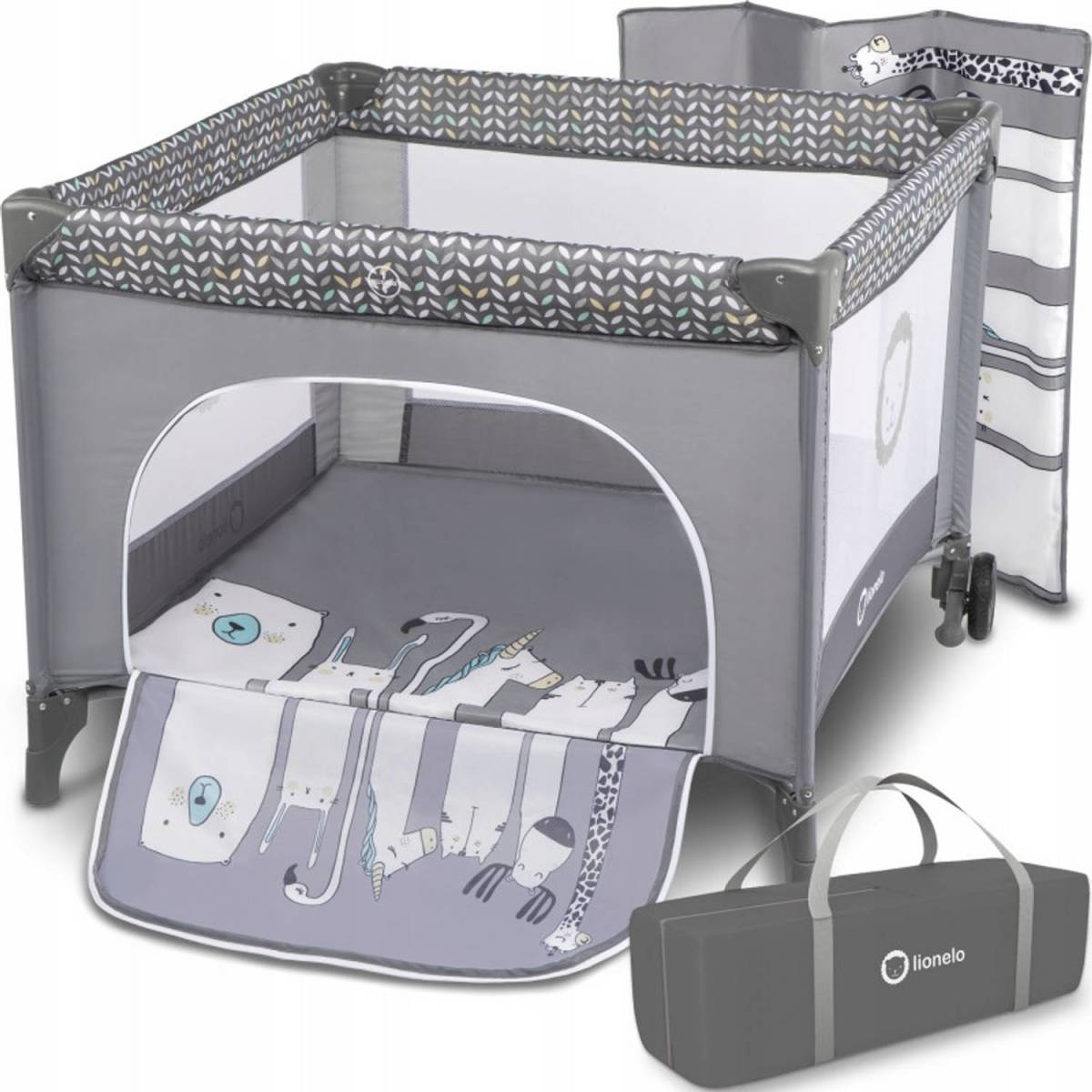 Lionelo Sofie - 2 In 1 Kinder Reis Box - Speelbed - Grijs