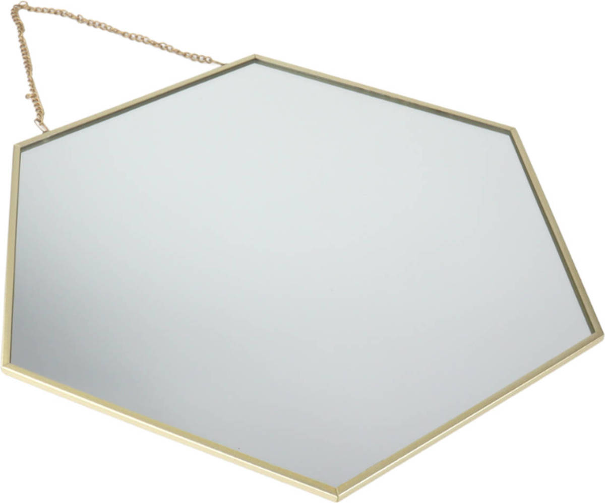 Orange85 - Spiegel Goud - Met Ophangketting - Wandspiegel - Goude Spiegel - Hexagon - Honingraat