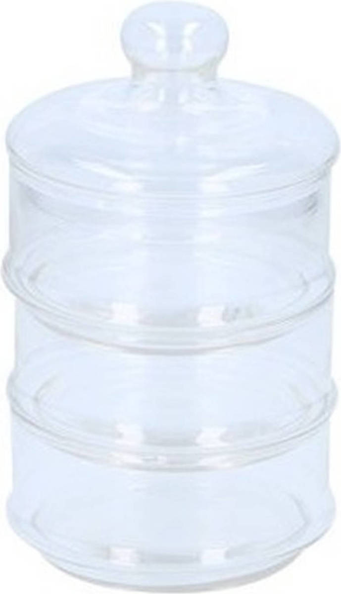 Alpina Glazen Voorraadpot Snoeppot 3 Lagen 12 X 23 Cm - Voorraadpot