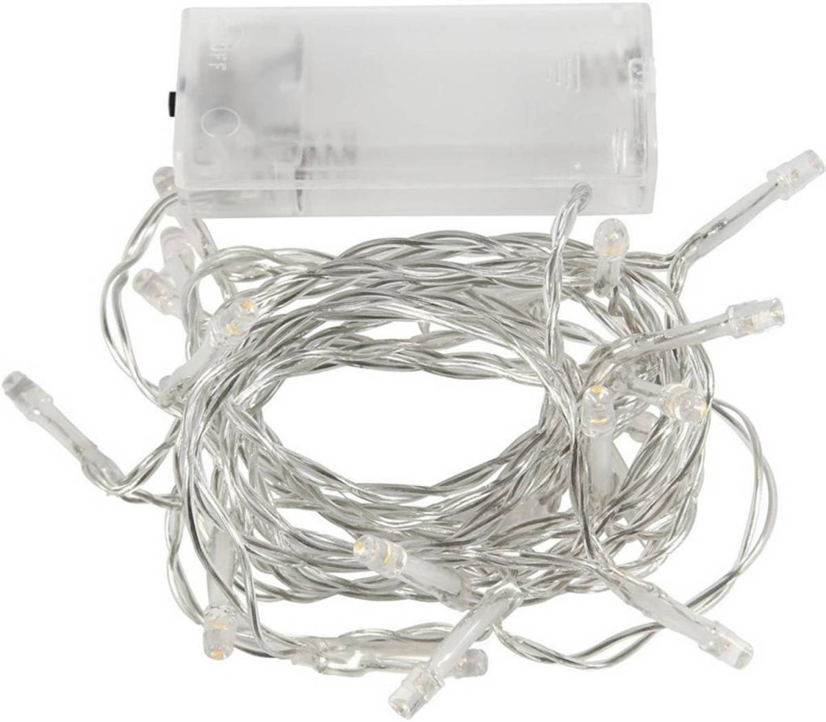 Bellatio Decorations Micro 20 Lamp Led Kerstverlichting Transparant Op Batterijen - Lichtsnoeren