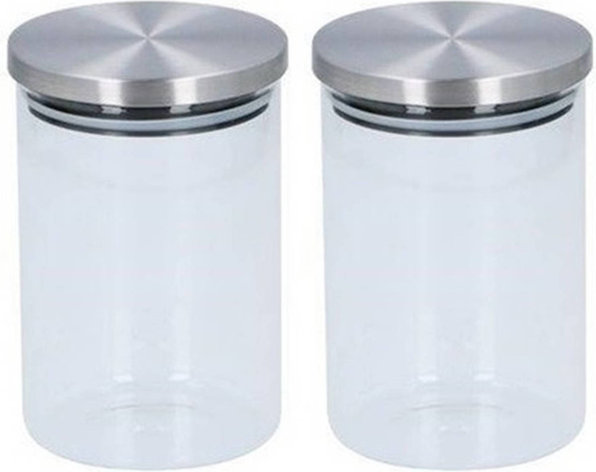 Alpina 2x Glazen Voorraadpot / Snoeppot 800 Ml - Voorraadpot