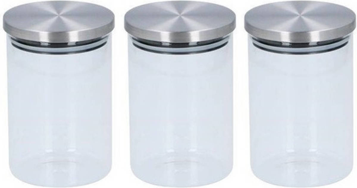 Alpina 3x Glazen Voorraadpot / Snoeppot 800 Ml - Voorraadpot