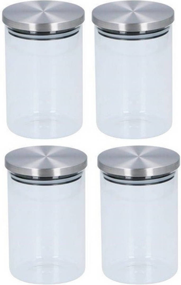 Alpina 4x Glazen Voorraadpot / Snoeppot 800 Ml - Voorraadpot