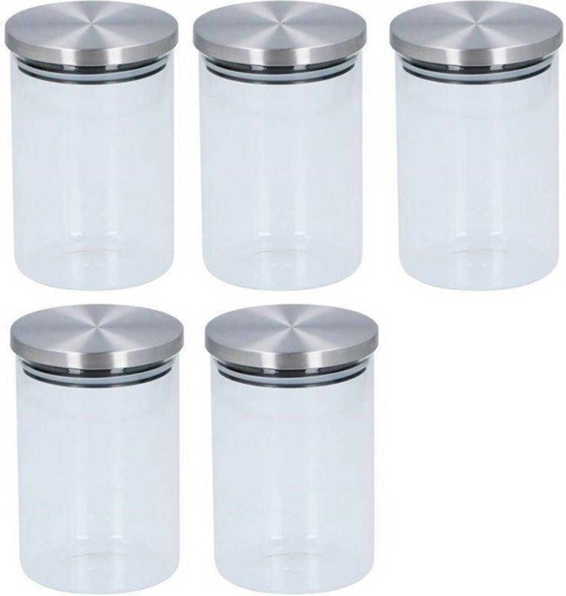 Alpina 5x Glazen Voorraadpot / Snoeppot 800 Ml - Voorraadpot