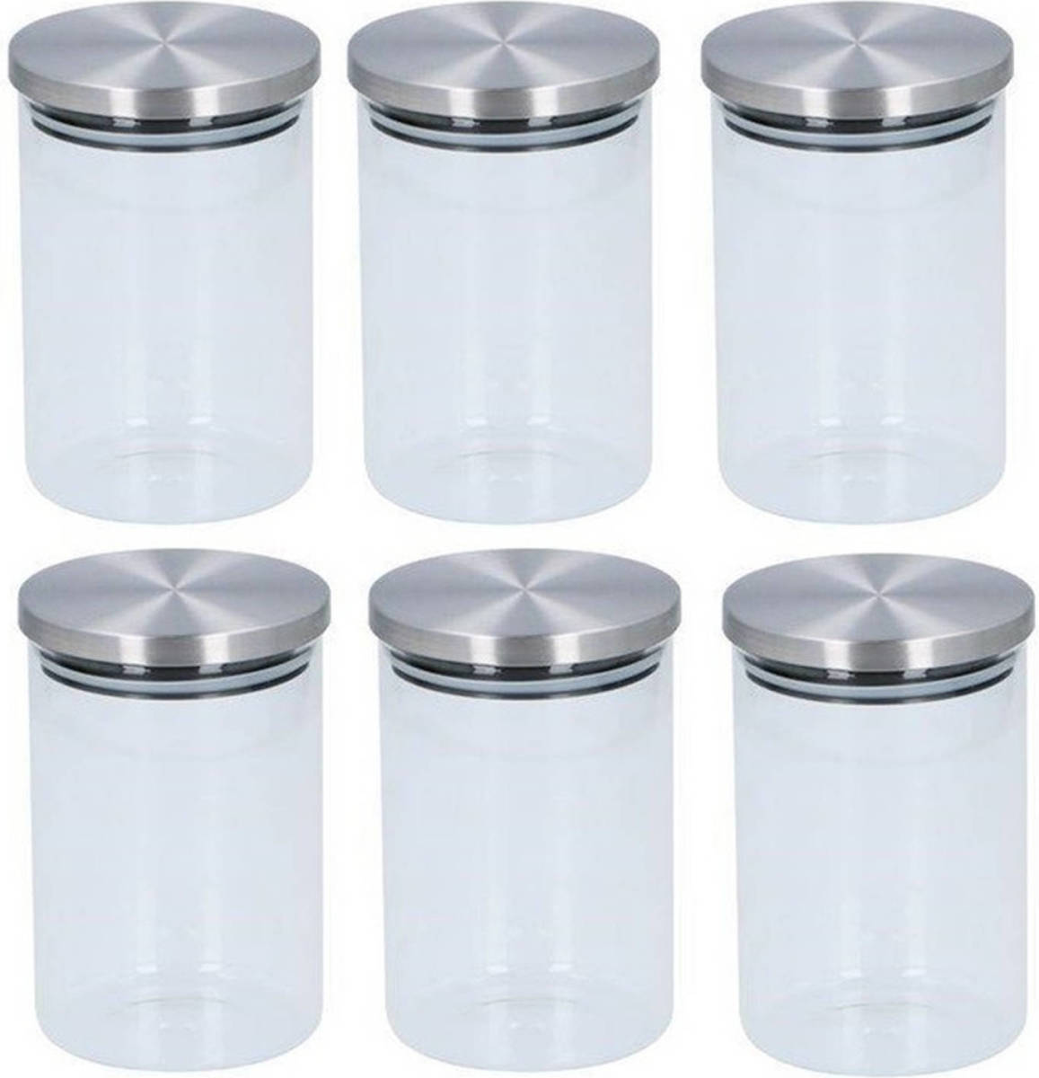 Alpina 6x Glazen Voorraadpot / Snoeppot 800 Ml - Voorraadpot