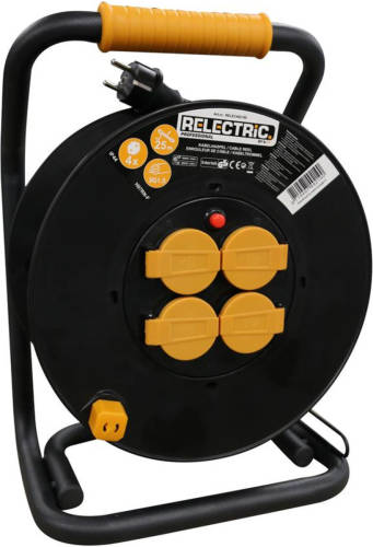 RELECTRIC Kabelhaspel - 25m - 4 Stopcontacten - Ip44