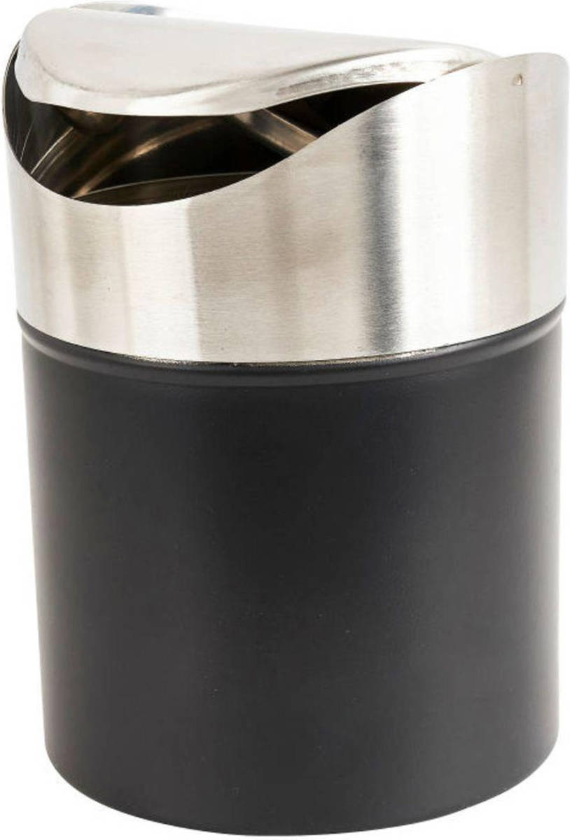Relaxwonen Tafelafvalbakje Matte Zwart Rvs 12x12x16,5cm 1.5l Prullenbakje Voor Op Tafel Tafelprullenbak