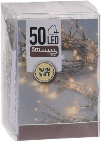Bellatio Decorations Kerstverlichting Op Batterij Warm Wit 50 Lampjes - Lichtsnoeren