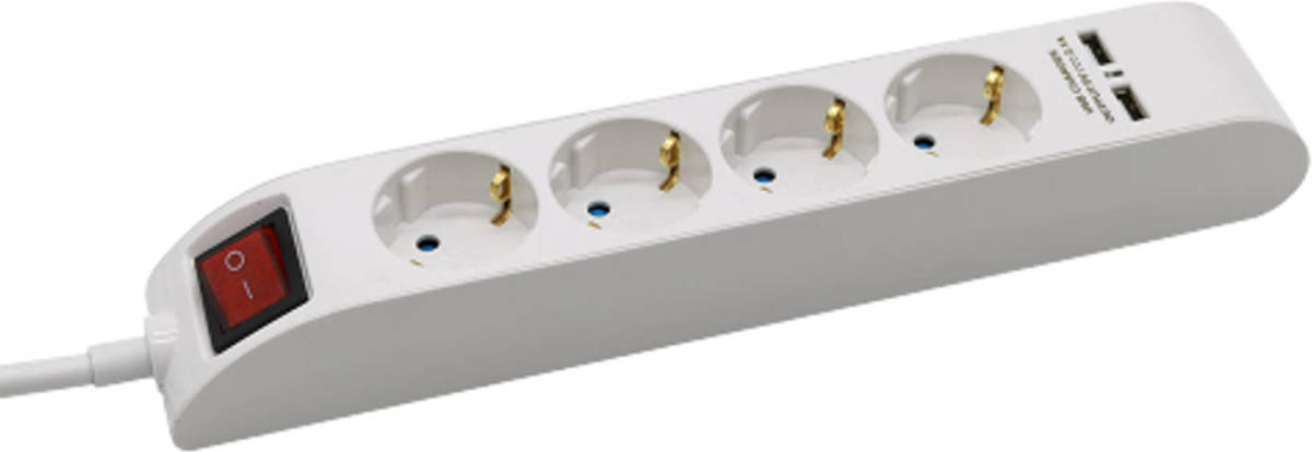 V-tac Vt-1144-2 Stekkerdoos Met Schakelaar En Usb - 1,4 Meter - Wit