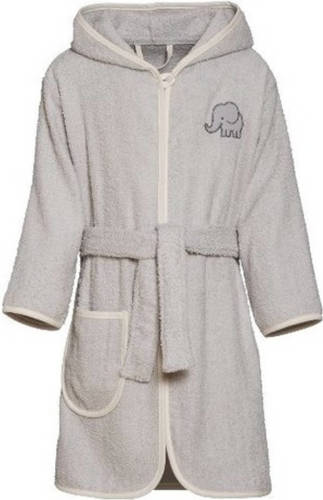 Playshoes Grijze Badjas/ochtendjas Olifant Borduursel Voor Kinderen 98/104 (4-5 Jr) - Badjassen