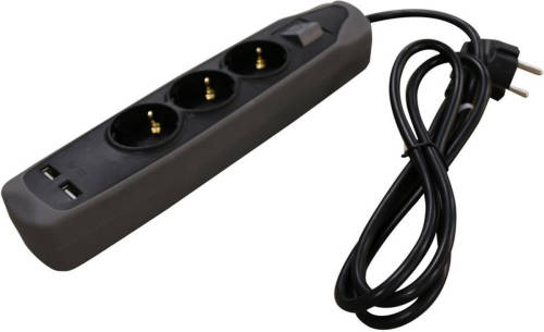 RELECTRIC Stekkerdoos - 3-voudig - 2x Usb-ingang - 1,5 Meter - Randaarde