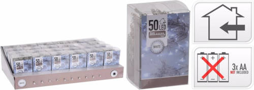 Bellatio Decorations 3x Kerstverlichting Op Batterij Helder Wit 50 Lampjes - Lichtsnoeren