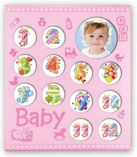 ZEP - Houten Baby Multi Fotolijst Baby Gallerie Pink Voor Foto Formaat 12x8x8 14x14 - Wg3pk