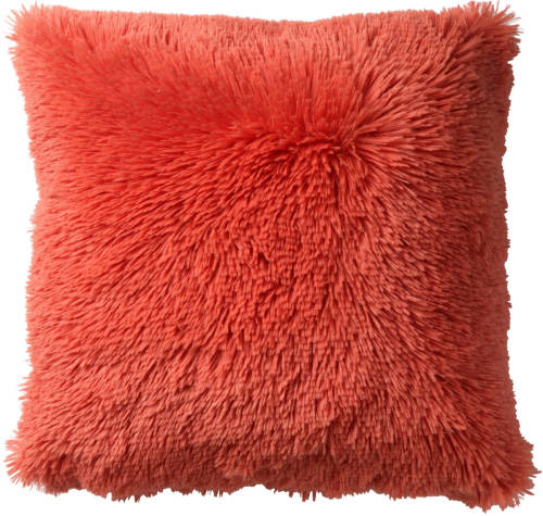 Dutch Decor Fluffy - Sierkussen Unikleur Coral 45x45 Cm