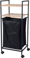 4Goodz Staand Badkamerrek 33x34x79cm Met Wasmand - Zwart/bamboe