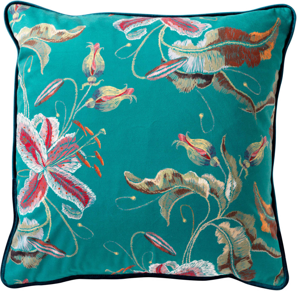 Dutch Decor Fanny - Kussenhoes Met Bloemenpatroon Emerald 45x45 Cm