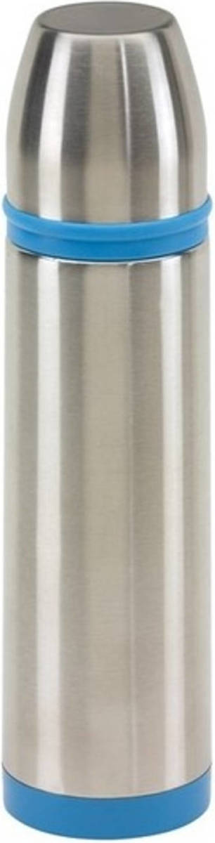 Bellatio Design Rvs Thermosfles/isoleerfles 500 Ml Zilver/blauw - Thermosflessen