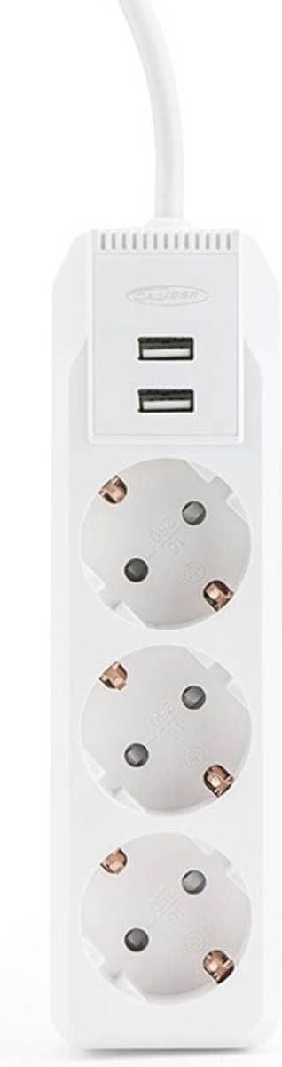 Caliber Stekkerblok 3 Aansluitingen - Met 2 X Usb - Wit (Hps2301u)