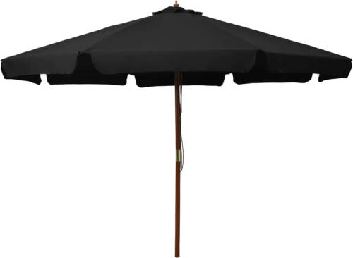 VidaXL Parasol Met Houten Paal 330 Cm Zwart