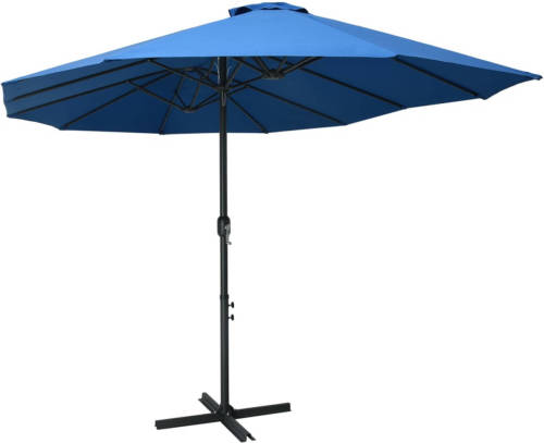 VidaXL Parasol Met Aluminium Paal 460x270 Cm Blauw