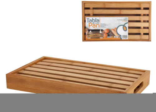 Gerimport - Bamboe Broodsnijplank Met Handig Kruimelreservoir - Stokbroodplank - Snijplank - 34x20cm - Bruin