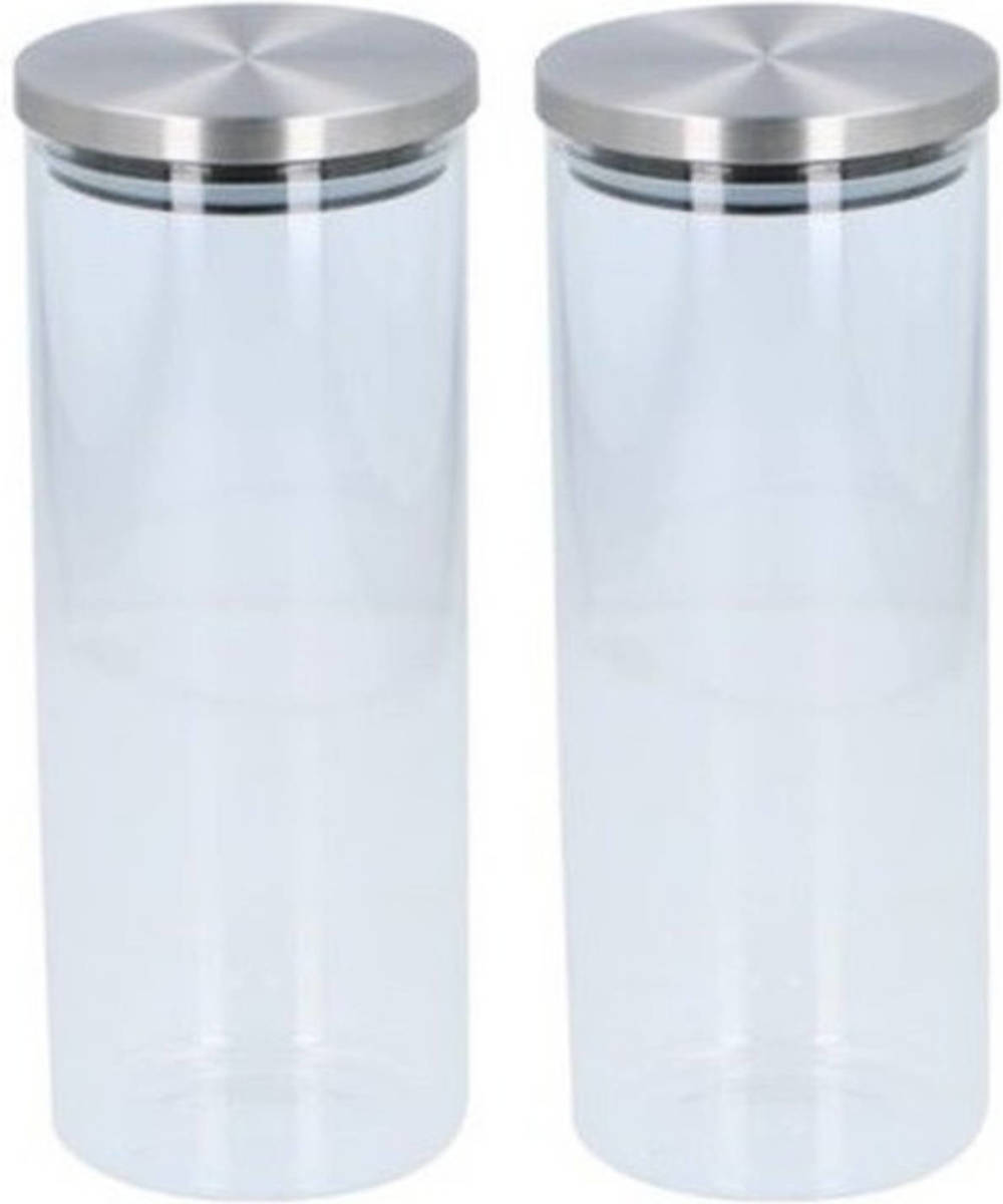 Alpina 2x Glazen Voorraadpot / Snoeppot 1500 Ml - Voorraadpot