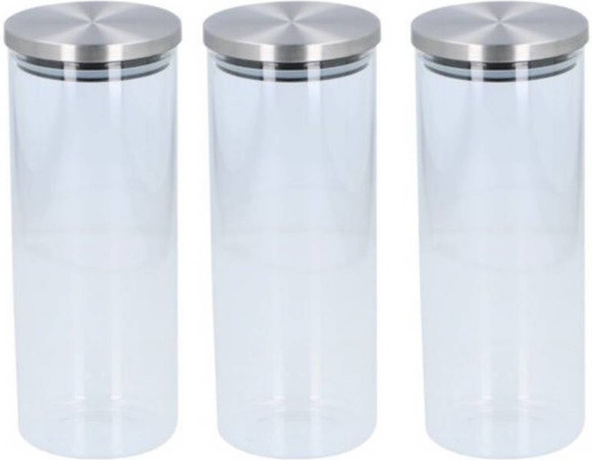 Alpina 3x Glazen Voorraadpot / Snoeppot 1500 Ml - Voorraadpot