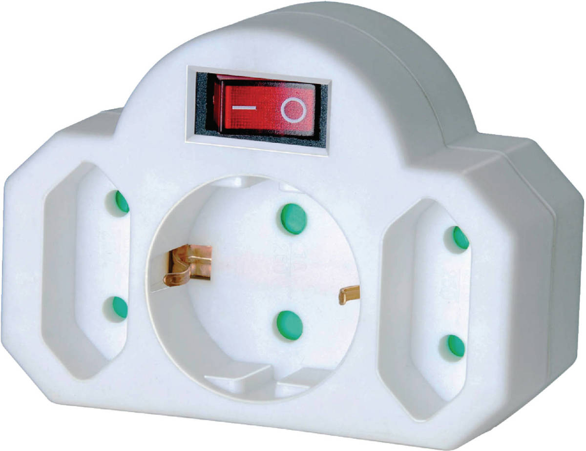 Brennenstuhl Stopcontact Splitter Met Schakelaar 230v 1 X Schuko / 2 X Euro Wit