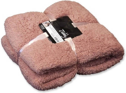 Unique Living Pluche Plaid/deken Teddy Oud Roze 150 X 200 Cm